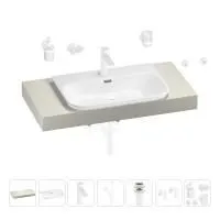 Раковина 65 см со столешницей 100 см Wellsee Eclatant 2.0 201013235 в наборе 10 в 1: столешница, раковина, смеситель, сифон, донный клапан, угловые вентили, аксессуары (цвет матовый белый)