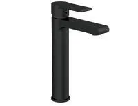 Смеситель для раковины Cersanit BRASKO BLACK высокий однорычажный черный клик клак, 63111