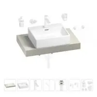 Раковина 50 см со столешницей 80 см Wellsee Graceful Pro 201012395 в наборе 10 в 1: столешница, раковина, смеситель, сифон, донный клапан, угловые вентили, аксессуары (цвет матовый белый)