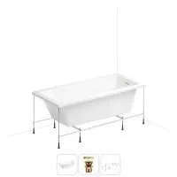 Акриловая ванна в наборе 3 в 1: встраиваемая ванна, слив-перелив, каркас Wellsee FreeDom 2.0 20212780R