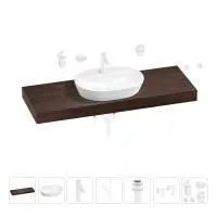 Раковина 60 см со столешницей 140 см Wellsee Calin 201007870 в наборе 10 в 1: столешница, раковина, смеситель, сифон, донный клапан, угловые вентили, аксессуары (цвет матовый белый)