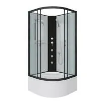 Душ.каб. NG-6709-14BKG (1000х1000х2000)высокий поддон(45см) стекло ПРОЗРАЧНОЕ черные профиля 4 мест