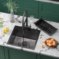 Кухонная мойка RoxenBath Simple 50 PVD графит (текстурное покрытие)
