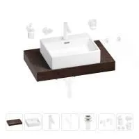 Раковина 50 см со столешницей 80 см Wellsee Graceful Pro 201012430 в наборе 10 в 1: столешница, раковина, смеситель, сифон, донный клапан, угловые вентили, аксессуары (цвет матовый белый)