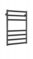 Полотенцесушитель водяной Stinox Maxima 500x800, нижнее подключение, черный матовый, 1" НР (наружная резьба), 7 перекладин
