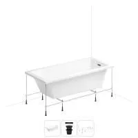 Акриловая ванна в наборе 3 в 1: встраиваемая ванна, слив-перелив, каркас Wellsee FreeDom 2.0 20212775R