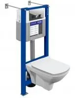 Комплект Cersanit CARINA XL CO DPL EO slim инсталляция AQUA SMART M40 кнопка MOVI пластик хром глянцевый, 63486