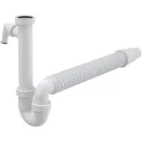 Сифон трубчатый Alcaplast с накидной гайкой 6/4", подводкой и гофрой, A83-DN50/40