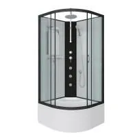 Душ.каб. NG-6709-14BKTG (1000х1000х2100)высокий поддон(45см) стекло ПРОЗРАЧНОЕ черные профиля 4 мес