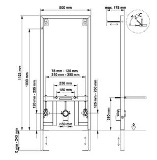Рама BERGES для установки биде NOVUM (с выходами на гор. и хол. воду)
