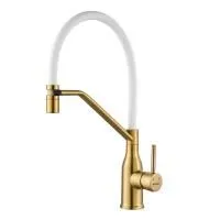 Смеситель для кухни с гибким изливом Shevanik S343G-1, золотой сатин