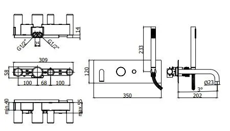 Смеситель для ванны с душем скрытого монтажа Paffoni JO JO001CR