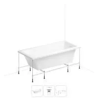 Акриловая ванна в наборе 3 в 1: встраиваемая ванна, слив-перелив, каркас Wellsee FreeDom 2.0 20212774R