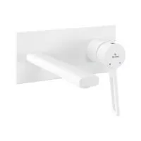 Встраиваемый смеситель для раковины (умывальника) Wellsee ONCE! and forever 182415001, в комплекте блок скрытого монтажа и внешняя панель на стену, латунный, длина излива 110 мм (цвет матовый белый)