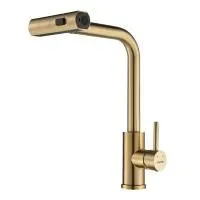 Смеситель для кухни с мультифункциональным изливом Shevanik S263G, золотой сатин