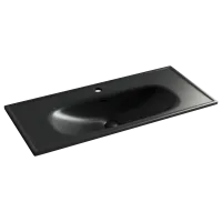 Раковина накладная Ceramicanova Sabo, прямоугольная  с отверстием под смеситель 1000x460x130, цвет черный матовый. Для установки на мебель, арт. CN13003MB