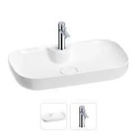 Раковина для ванной Wellsee Croquis 2.0 201000626 в наборе 2 в 1: овальная раковина белого глянцевого цвета, смеситель в цвете хром