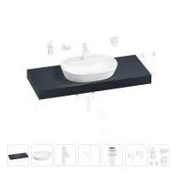 Раковина 60 см со столешницей 120 см Wellsee Calin 201007790 в наборе 10 в 1: столешница, раковина, смеситель, сифон, донный клапан, угловые вентили, аксессуары (цвет матовый белый)