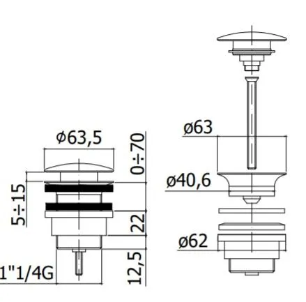 Донный клапан универсальный Paffoni ZSCA050HGSP