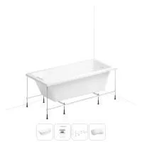 Акриловая ванна в наборе 4 в 1: встраиваемая ванна, слив-перелив, каркас, подголовник Wellsee FreeDom 2.0 20212786R