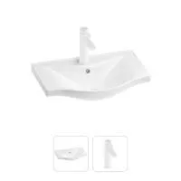 Раковина для ванной Wellsee Bisou 201000875 в наборе 2 в 1: полукруглая раковина белого глянцевого цвета, смеситель в цвете матовый белый