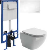 Комплект Унитаз подвесной Ceramicanova Metropol CN4002 безободковый + Инсталляция STWORKI + Кнопка Хельсинки 500470 белая