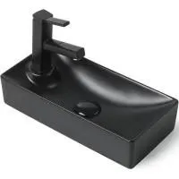 Раковина керамическая, накладная/подвесная (черная матовая) SantiLine SL-2009LMB