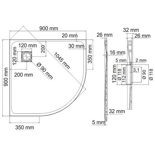 Душевой поддон WasserKRAFT Leine 35T01