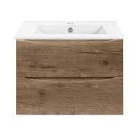 Тумба под раковину Vincea Mia Slim 700 подвесная, 2 выкатных ящика soft close, V.Oak