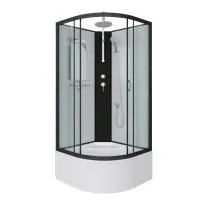 Душ.каб. NG-6709-14BKT (1000х1000х2100)высокий поддон(45см) стекло ПРОЗРАЧНОЕ черные профиля 4 мест