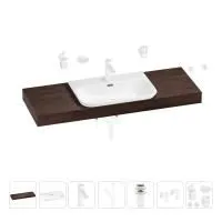 Раковина 65 см со столешницей 140 см Wellsee Eclatant 2.0 201013385 в наборе 10 в 1: столешница, раковина, смеситель, сифон, донный клапан, угловые вентили, аксессуары (цвет матовый белый)