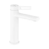 Смеситель для раковины (умывальника) Wellsee ONCE! and forever 182405000, латунный, однорычажный, высота/длина излива 110/110 мм (цвет матовый белый)