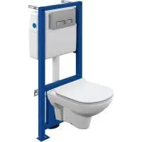 Комплект Cersanit CITY CO DPL EO slim инсталляция LINK PRO кнопка MOVI пластик хром матовый, 64075