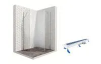 Душевой уголок Ambassador Diamond 12011111L-ST4, пятиугольный, линейный трап, 90х90