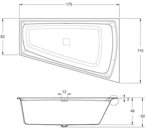 Акриловая ванна Riho Still Smart Riho Fall BR04C0500K00130 170x110 Д с LED подсветкой