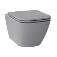 Безободковый подвесной унитаз в наборе 2 в 1: чаша подвесного унитаза, быстросъемное сиденье микролифт, цвет матовый серый Wellsee Pure BY Wellsee 182605001