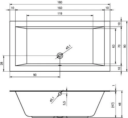 Акриловая ванна Riho Lugo 180x90 BT0300500000000