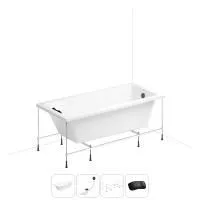 Акриловая ванна в наборе 4 в 1: встраиваемая ванна, слив-перелив, каркас, подголовник Wellsee FreeDom 20212753R