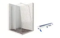 Душевая перегородка Ambassador Walk-in 15031103-ST15, свободный вход, линейный трап, 110см