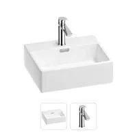 Раковина для ванной Wellsee Graceful Pro 201000776 в наборе 2 в 1: прямоугольная раковина белого глянцевого цвета, смеситель в цвете хром