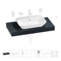 Раковина 65 см со столешницей 100 см Wellsee Eclatant 201013065 в наборе 10 в 1: столешница, раковина, смеситель, сифон, донный клапан, угловые вентили, аксессуары (цвет матовый белый)