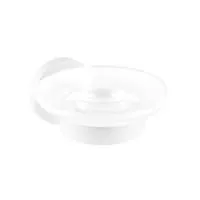 Стеклянная мыльница с латунным настенным держателем Wellsee Finishing Touch 182505000 (цвет мыльницы матовый, цвет держателя белый матовый). Для применения в ванной комнате и кухне