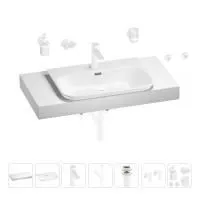 Раковина 65 см со столешницей 100 см Wellsee Eclatant 2.0 201013275 в наборе 10 в 1: столешница, раковина, смеситель, сифон, донный клапан, угловые вентили, аксессуары (цвет матовый белый)