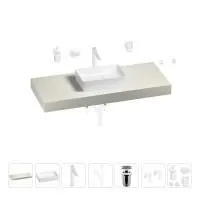 Раковина 42 см со столешницей 120 см Wellsee Pure BY Wellsee 201010895 в наборе 10 в 1: столешница, раковина, высокий смеситель, сифон, выпуск, кран-вентили, аксессуары (цвет матовый белый)