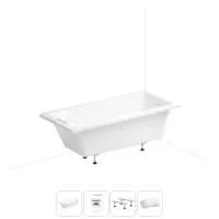 Акриловая ванна в наборе 4 в 1: встраиваемая ванна, слив-перелив, ножки, подголовник Wellsee FreeDom 2.0 20212810R