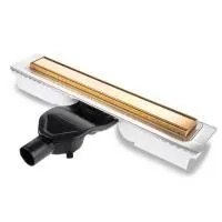 Желоб BERGES водосток B1 Keramik 500 золото глянец S-сифон D50 H60 боковой