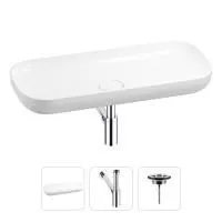 Раковина для ванной Wellsee Croquis 201001026 в наборе 3 в 1: овальная раковина белого глянцевого цвета, сифон, выпуск в цвете хром