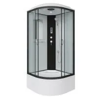 Душ.каб. NG-6709-14P (1000х1000х2150) высокий поддон(45см) стекло ПРОЗРАЧНОЕ черные профиля 4 места