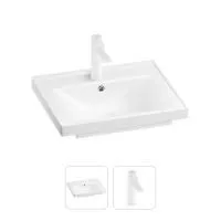 Раковина для ванной Wellsee FreeDom 201000815 в наборе 2 в 1: прямоугольная раковина белого глянцевого цвета, смеситель в цвете матовый белый