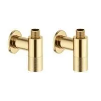 Латунные угловые кран-вентили для подключения смесителя Wellsee Drainage System 182148001, 2 шт, резьба 1/2"x 3/8", с отражателями, цвет золото